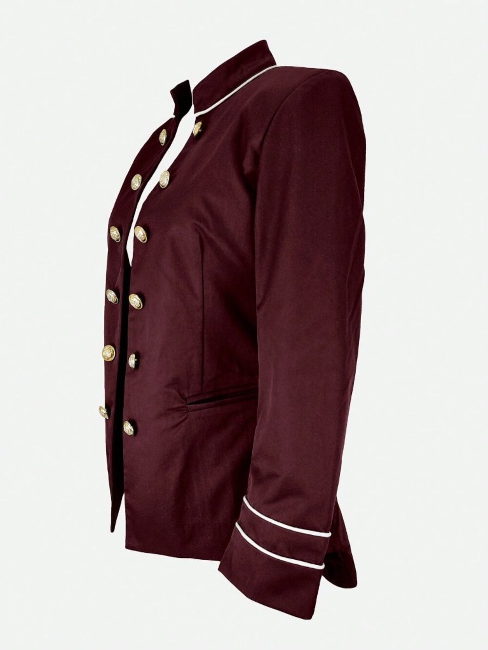 Burgundy Elegant Women's Slim Fit Blazer - Picture 5 of 6